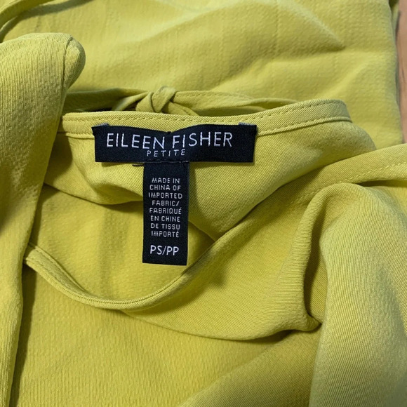 EILEEN FISHER NWOT Petite Drop Waist Tie Back Shirtdress in Yellow - Picture 6 of 9